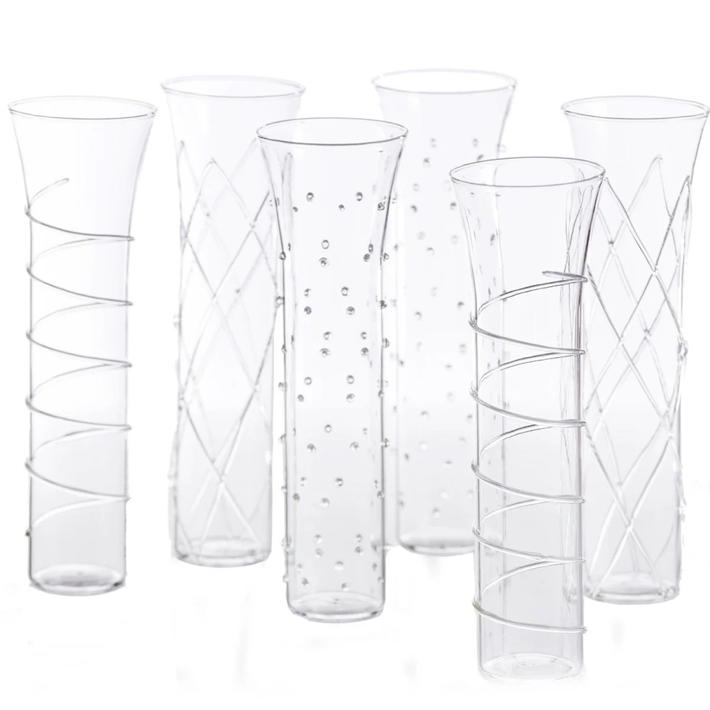 Razzle Dazzle Champagne Flutes with Clear Accents - Set of 12